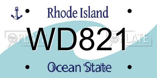 WD821 Rhode Island License Plate