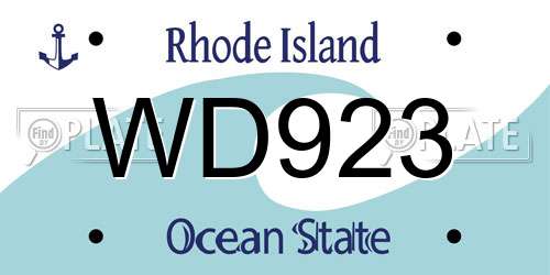 WD923 Rhode Island License Plate