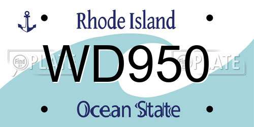 WD950 Rhode Island License Plate