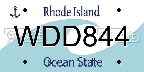 WDD844 Rhode Island License Plate