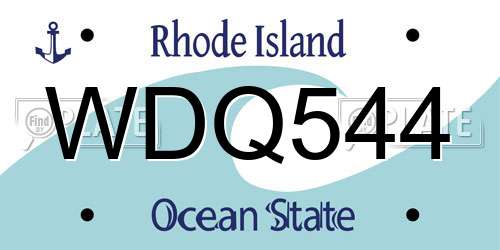 WDQ544 Rhode Island License Plate