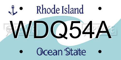 WDQ54A Rhode Island License Plate