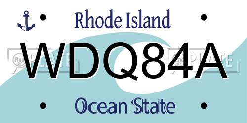 WDQ84A Rhode Island License Plate