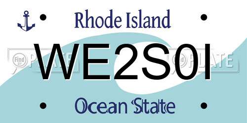 WE2S0I Rhode Island License Plate