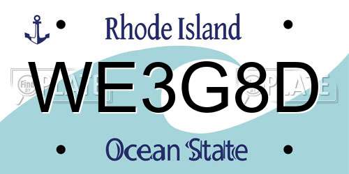 WE3G8D Rhode Island License Plate