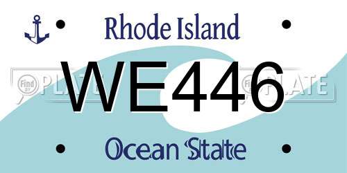 WE446 Rhode Island License Plate