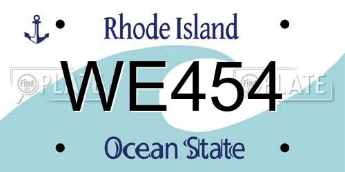 WE454 Rhode Island License Plate