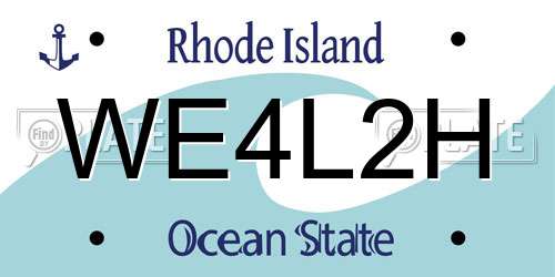 WE4L2H Rhode Island License Plate