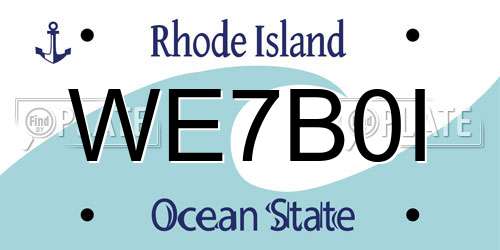 WE7B0I Rhode Island License Plate