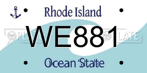 WE881 Rhode Island License Plate