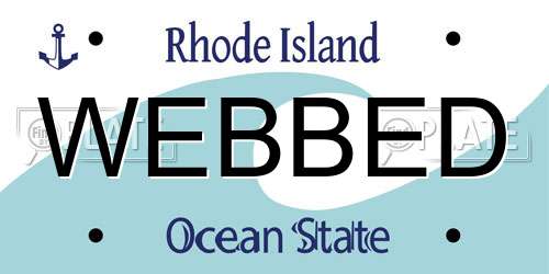 WEBBED Rhode Island License Plate
