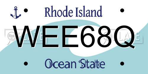 WEE68Q Rhode Island License Plate