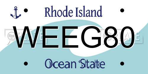 WEEG80 Rhode Island License Plate