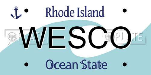 WESCO Rhode Island License Plate