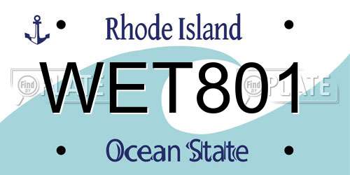 WET801 Rhode Island License Plate
