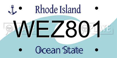 WEZ801 Rhode Island License Plate