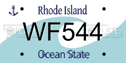 WF544 Rhode Island License Plate