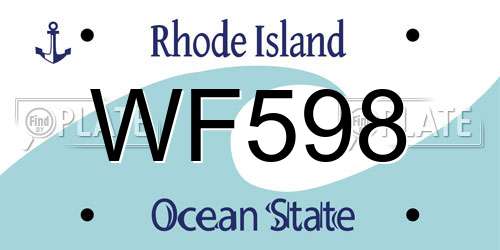 WF598 Rhode Island License Plate
