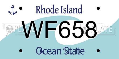 WF658 Rhode Island License Plate