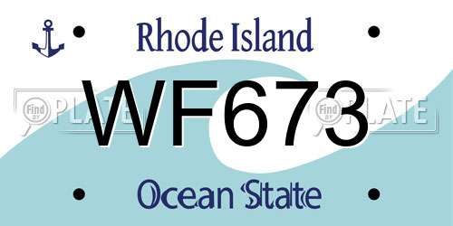 WF673 Rhode Island License Plate