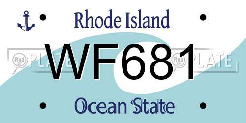 WF681 Rhode Island License Plate