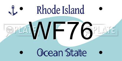 WF76 Rhode Island License Plate
