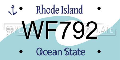 WF792 Rhode Island License Plate