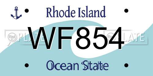 WF854 Rhode Island License Plate