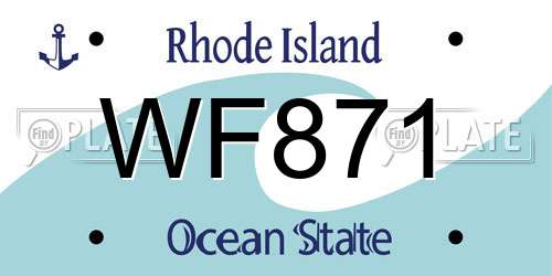 WF871 Rhode Island License Plate