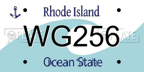 WG256 Rhode Island License Plate