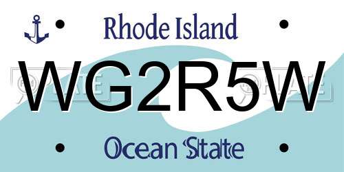 WG2R5W Rhode Island License Plate