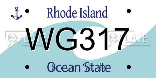 WG317 Rhode Island License Plate