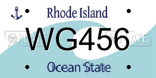 WG456 Rhode Island License Plate