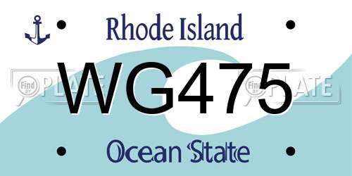 WG475 Rhode Island License Plate
