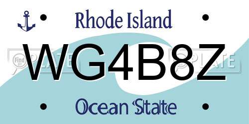 WG4B8Z Rhode Island License Plate