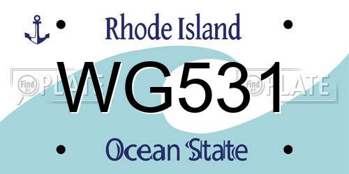 WG531 Rhode Island License Plate