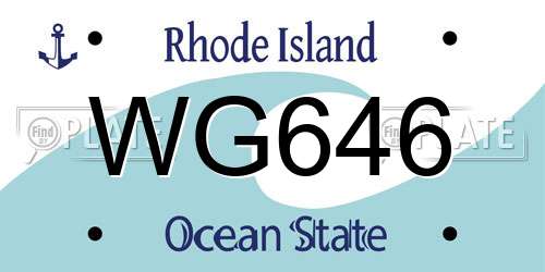 WG646 Rhode Island License Plate