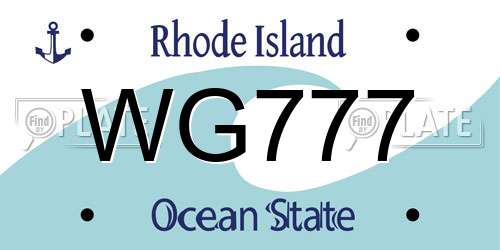 WG777 Rhode Island License Plate