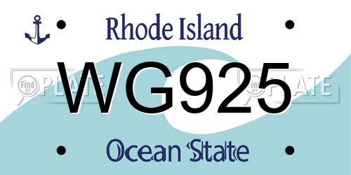 WG925 Rhode Island License Plate