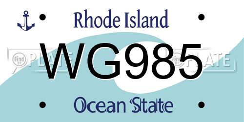 WG985 Rhode Island License Plate