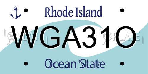 WGA31O Rhode Island License Plate