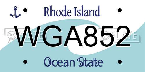 WGA852 Rhode Island License Plate