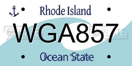 WGA857 Rhode Island License Plate