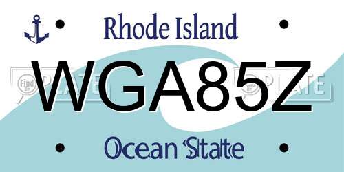 WGA85Z Rhode Island License Plate