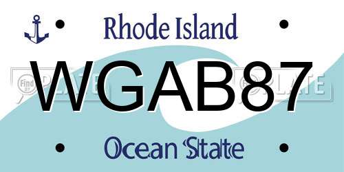 WGAB87 Rhode Island License Plate