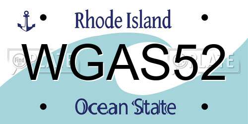 WGAS52 Rhode Island License Plate