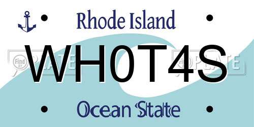 WH0T4S Rhode Island License Plate