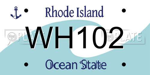 WH102 Rhode Island License Plate