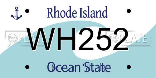 WH252 Rhode Island License Plate