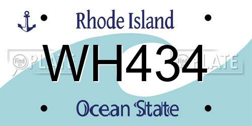 WH434 Rhode Island License Plate